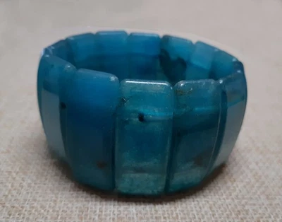 AVENTURIN BLAU *** Stretch Armband groß 38 mm breit,  dehnbar 17-20 cm,  UNIKAT - Bild 1 von 4