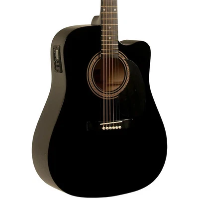 Rogue RA-090 Dreadnought Cutaway Acoustic-Electric Guitar Black - Image 1 of 4