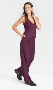 A New Day Damengröße 6 gerade Hose mit Bundfalte vorne burgunderrot $ 32 neu mit Etikett - Bild 1 von 7