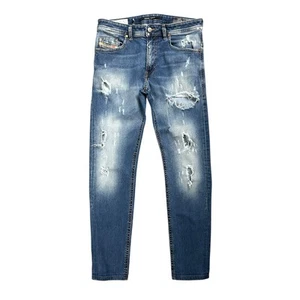 Diesel DNA Thommer Slim Skinny Stretch Blue Distressed Denim Jeans Size W31L32 - Picture 1 of 8