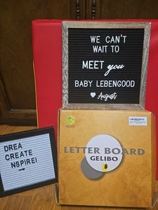 Gelibo Square Letter Board Double Sided 10" Frame + Smaller Boart Also Letters - Picture 1 of 6