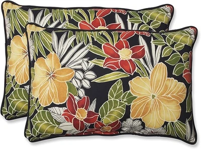 Almohada Perfect Tropic Floral Lumbar - 16,5 x 24,5, Clemens Negro/Verde  Foto 1 de 3