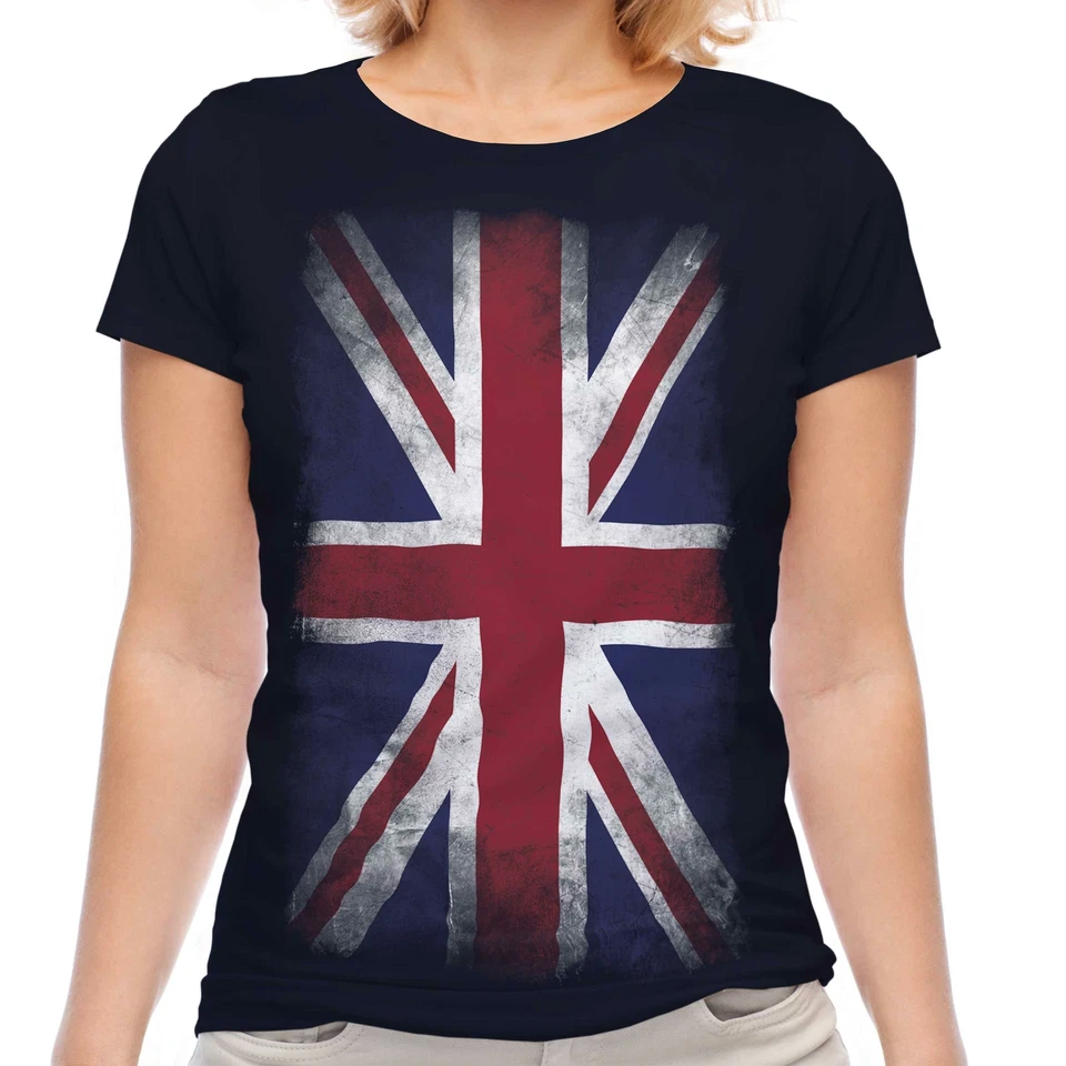UNION JACK BANDERA DESCOLORIDA DAMAS CAMISETA TOP UK GB GRAN BRETAÑA REINO UNIDO Foto 1 de 1