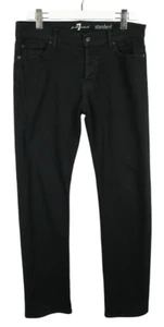 7 For All Mankind Standard Jeans Mens W32 Button Fly Slim Leg Black Denim - Picture 1 of 9