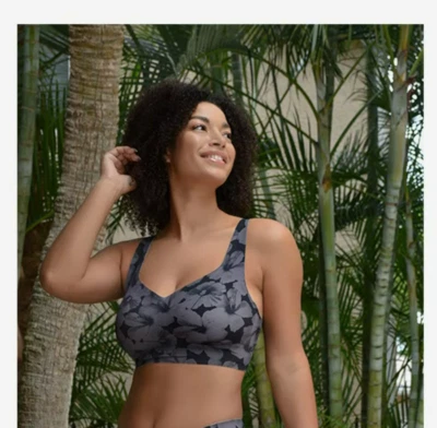 Rhonda Shear Women's Infinity Edge Body Bra, Black Floral, 1X - Image 1 of 3