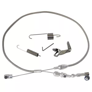 Universal Edelstahl 36'' Gaszug & Feder-Set Street Hot Rod Silber - Picture 1 of 11