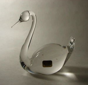 Kosta-Boda Mid Century Modern Hand Blown Art Glass Crystal Swan Figurine Sweden - Picture 1 of 7