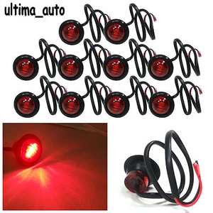 10 X 3 LED Rote Runde Rückseitenmarkierungslichter Lampen 12V Für Lkw Anhänger - Bild 1 von 2