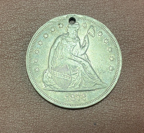 1872 U.S Seated Dollar**** XF-AU Details w/Hole Cover