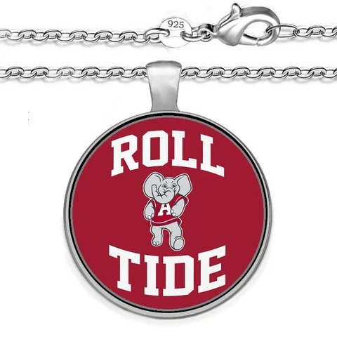 Alabama Crimson Roll Tide Mens Womens Sterling Silver Chain Necklace College A1 Cover
