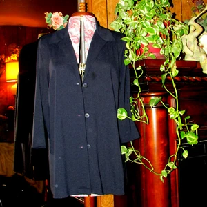 Women's JACKET blk 3/4 length sleeve button front no pocket (clst 22) - Picture 1 of 4