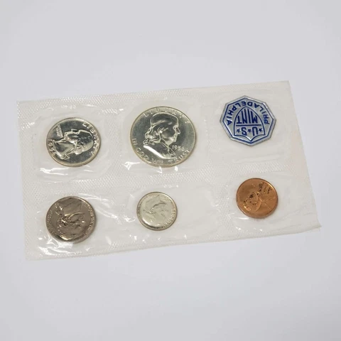 (1) 1956 United States SILVER Proof Set in Original Cellophane w/ NO ENVELOPE Cover