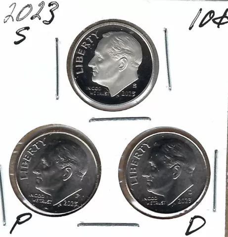 2023-S San Francisco Proof Roosevelt Dime Plus BU Philadelphia, Denver (3 Coins) Cover