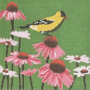 Needlepoint Handpainted CBK Goldfinch 10" - Picture 1 of 4