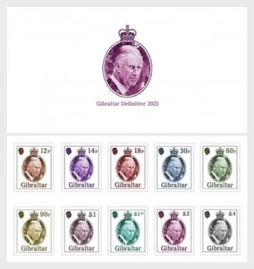 Gibraltar 2023 new Definitive series portrait King CHARLES III royalty 10v PACK - Picture 1 of 1