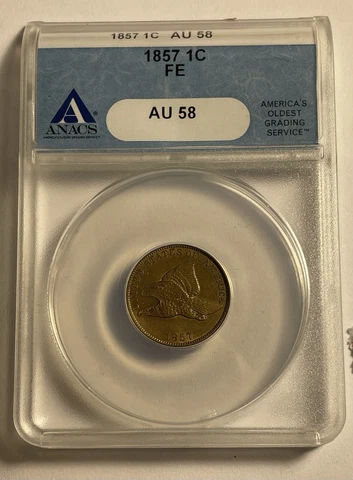 1857  Flying Eagle  Cent ANACS AU 58 Cover