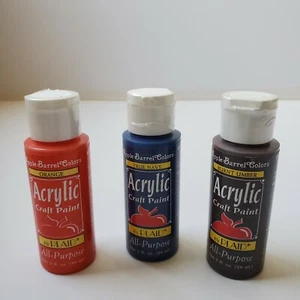 Lot Of 3 Apple Barrel All-Purpose Acrylic Paint Orange, True Navy, Burnt Amber - Picture 1 of 4