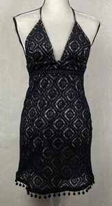 GB Gianni Bini Dress Womens Small Black Mini Halter Lace Cocktail Party Evening - Picture 1 of 15