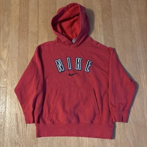 Y2K Nike Center Swoosh Hoodie Youth Small (8) Red Embroidered - Picture 1 of 10