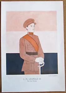OBERLE Original 1934 Vintage French Print LEOPOLD III BELGIUM KING CARICATURE - Picture 1 of 1