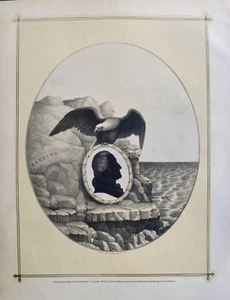 Stampa antica 1844; Ritratto sagoma di George Washington di W. H. Brown - Foto 1 di 3