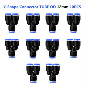 Pneumatic Push to Connect Fittings Y-Shape Union Equal 3-Way Tube OD 12mm 10PCS - Picture 1 of 8