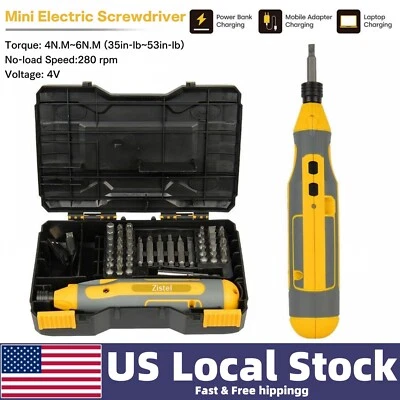 Mini Power Cordless Electric Screwdriver Kit Rechargeable Screwdriver Bit Set US - Image 1 of 4
