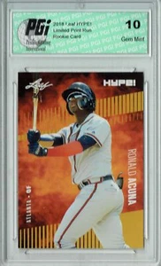 Ronald Acuna 2018 Leaf HYPE! #1A Gold Blank Back 1 of 1 Rookie Card PGI 10 - Picture 1 of 1
