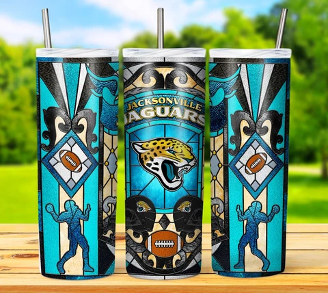 20oz Jacksonville Jaguars tumbler with box, lid and straw Cover