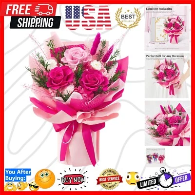 Flores artesanais para sempre em rosa quente vibrante - Perfeito para ocasiões especiais - Imagem 1 de 4