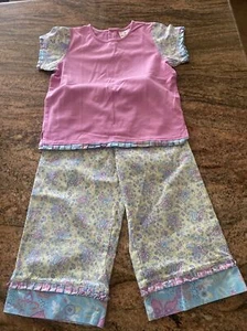 Hannah Andersson 2 Piece Girl’s Capri Pants Set & Short Sleeve Top Summer 130 8 - Picture 1 of 9