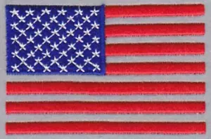 BANDIERA AMERICANA RIFLETTENTE USA ROSSA/CON TOPPA RICAMATA 3 POLLICI - Foto 1 di 1