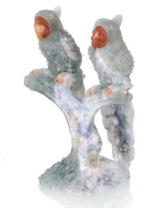 7.32"Natural Fluorite Parrots Carving,Hand-carved Crafts AN19 - Picture 1 of 8