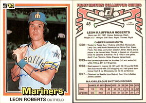 Leon Roberts Signed 1981 Donruss #48 Card Seattle Mariners Auto AU