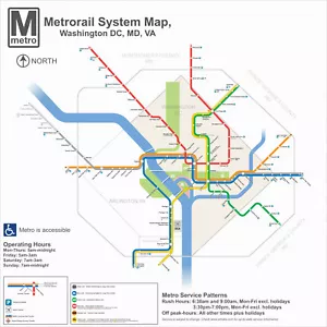 Washington D.C. DC Metro System Subway Diagram Transit Map Train Rail 24 x 24" - Picture 1 of 2