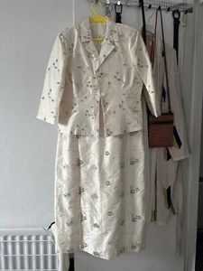 Mother Of The Bride Silk BLEND PENCIL DRESS & JACKET SUIT SIZE 12 Laura Ashley - Picture 1 of 14