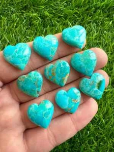 Lote de 5 piezas de piedras preciosas de pérdida de cabujón en forma de corazón turquesa mohave azul natural de 18 mm. - Imagen 1 de 8