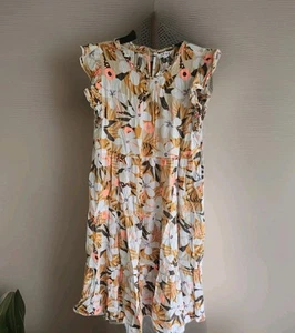 Anthropologie THML Hibiscus Tropical Dress Beachy Vacation Size L, Pre-Owned EUC - Picture 1 of 5