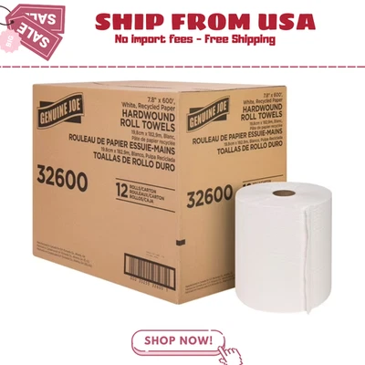 Toallas de papel Joe Hardwound genuinas 12"x600' blanco absorbente 1/cartón Foto 1 de 4