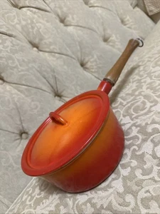 Descoware Belgium  Flame Orange Enamel Cast Iron 7" Saucepan & Lid - Picture 1 of 7