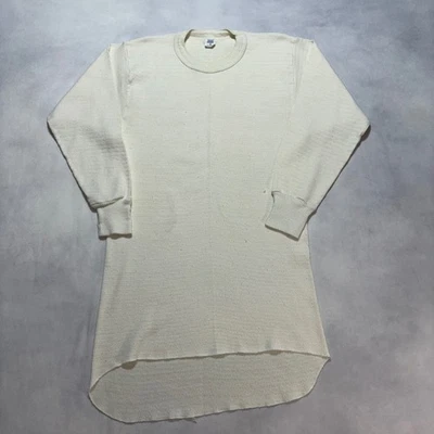 Vintage 70's Thermal Shirt Men's Large Long Sleeve Waffle Knit 60's Made in USA - Image 1 of 4