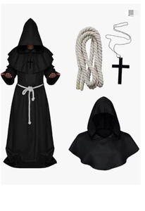 Medieval Monk Robe Priest Robe Halloween Cosplay Costume Cloak - Picture 1 of 8