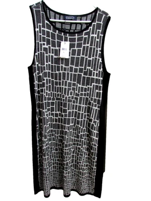 Magaschoni Black/white Sleeveless silk, rayon, cashmere blend dress-XL-NWT - Image 1 of 4