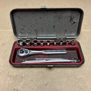 Juego de trinquete y enchufe vintage Craftsman 1/4" Drive SAE Flying V herramientas EE. UU. - Imagen 1 de 17