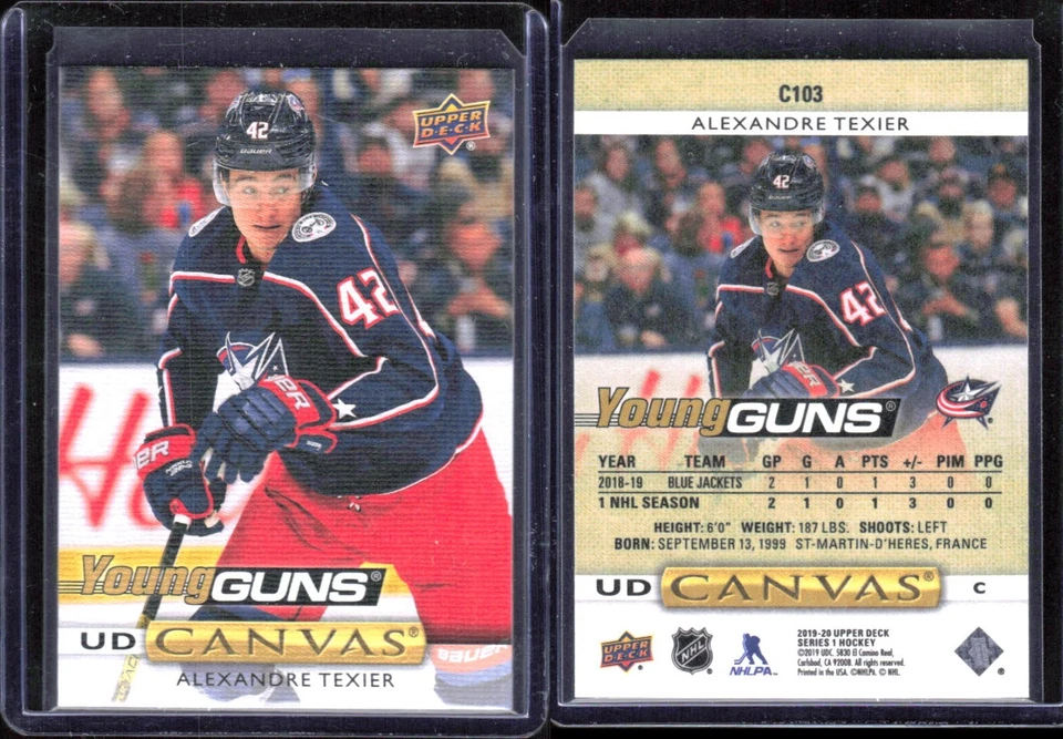 2019 Upper Deck- Canvas # C103 Alexandre Texier Columbus Blue Jackets - Image 1 of 1