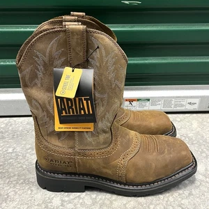 Ariat Men's Sierra Steel Square Toe Western Work Boots Aged Bark Sz 8 EE NEW - Picture 1 of 9