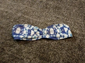 Victoria's Secret Pink Blue And White Print Lace Bandeau Size Small - Picture 1 of 2