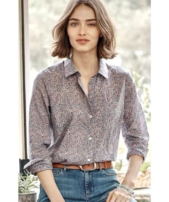 CAMISA J. JILL FLORAL ALGODÓN VOILE 2X ESPALDA FRUNCIDA PREPPY FEMENINA TRANQUILA LUJO Foto 1 de 4