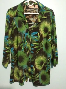 APOSTROPHE WOMAN long sleeve button up flower shirt! Stretchable! Size 2x - Picture 1 of 2