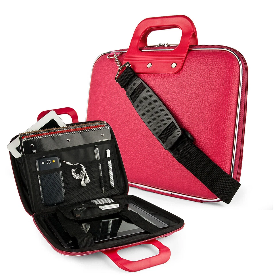 Pink Faux Leather Tablet Case School Laptop Bag For 10" Lenovo Tab M10 FHD Plus - Image 1 of 4